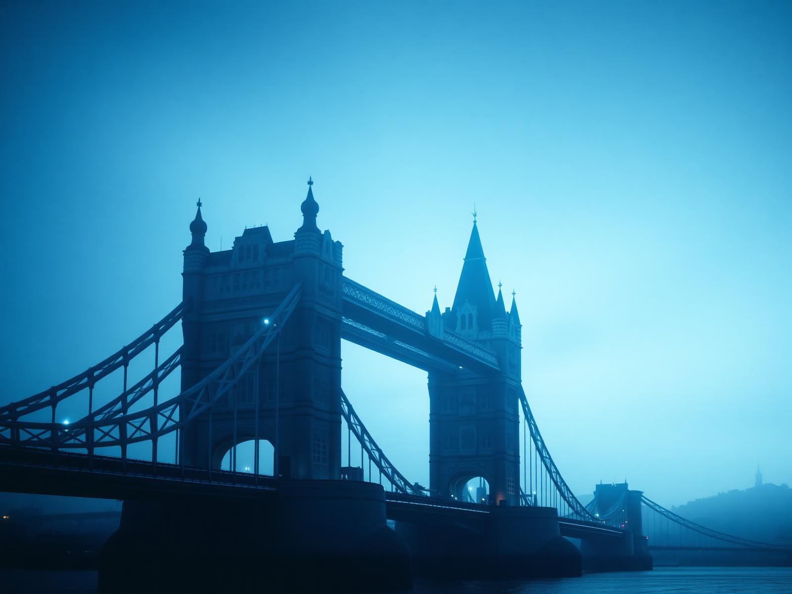 Bridge silhouette blending London and Istanbul